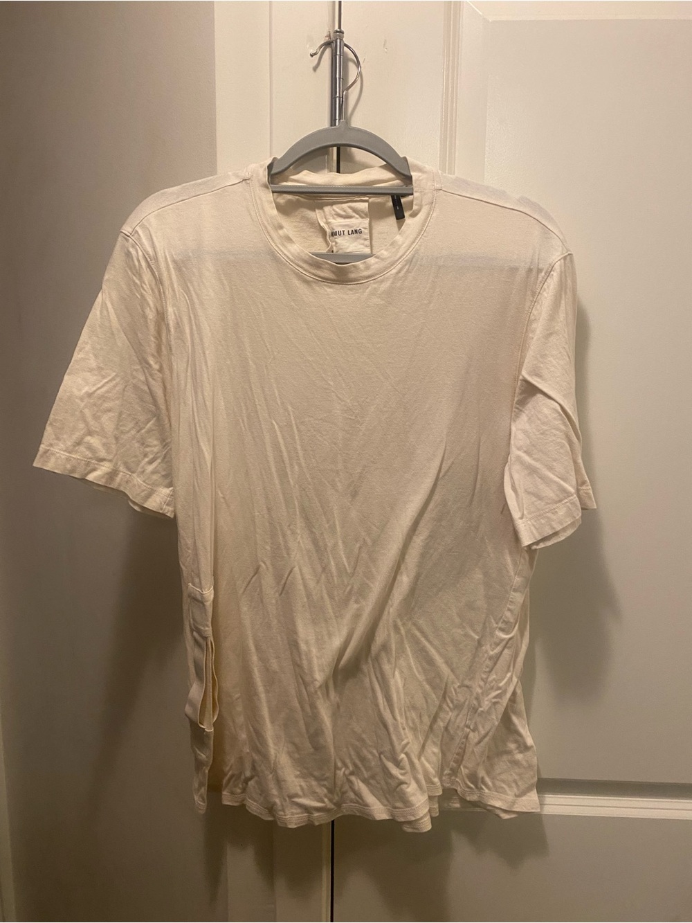 Helmut Lang Cream Short Sleeve Crew Tee